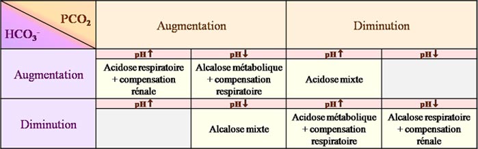 Interprétation combinée pH pCO2 HCO3-